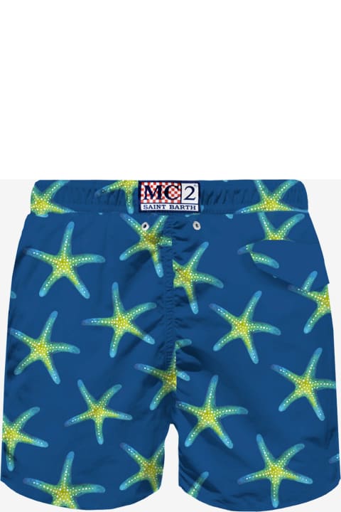 Swimwear for Men MC2 Saint Barth Man Light Fabric Swim Shorts With Marine Print