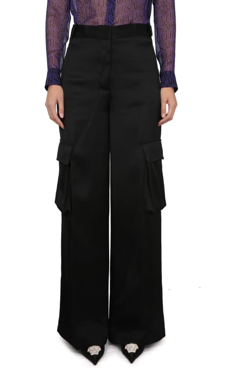 Versace for Women Versace Black Cargo Pants Satn Effect With Cargo Pockets In Viscose Woman