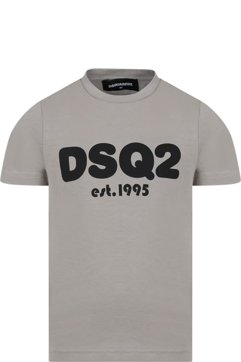 Dsquared2 T-Shirts & Polo Shirts for Boys Dsquared2 Grey T-shirt For Boy With Logo