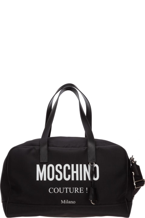 Luggage for Men Moschino Logo Printed Duffle Bag