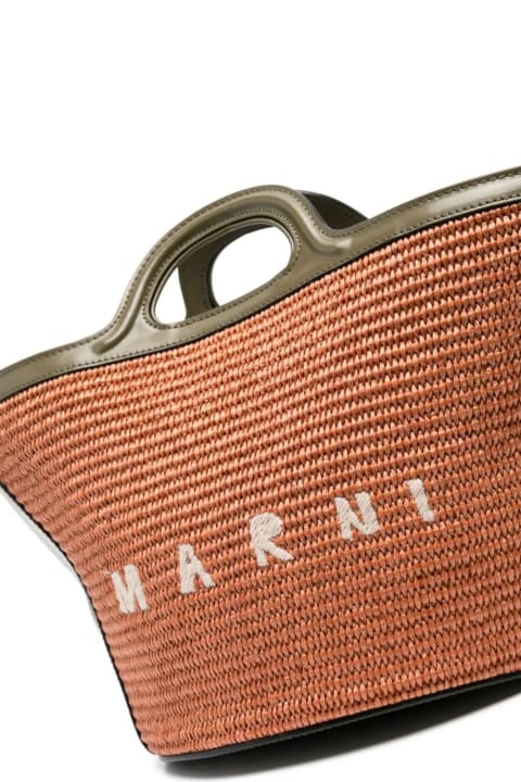【関税&送料込】Marni Two-Tone Leather And Raffia Tropicalia MARNI Tropicalia small leather and embroidered faux raffia