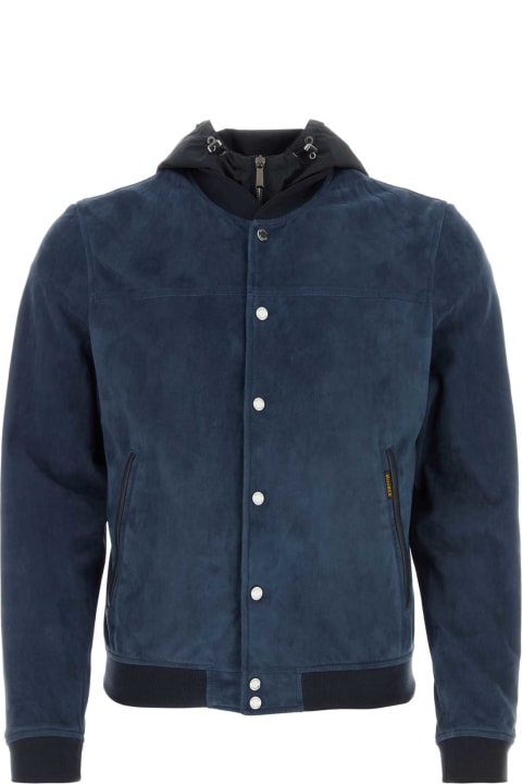 Moorer Clothing for Men Moorer Blue Suede Darren Bomber Jacket
