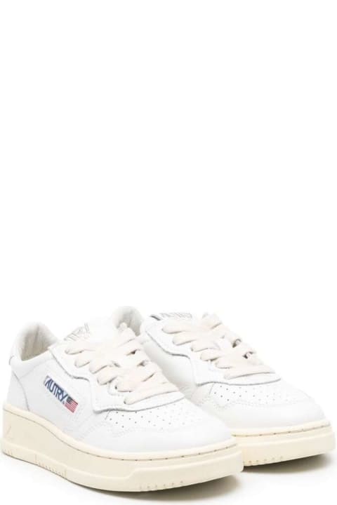 White 'medalist' Low Top Sneakers In Cow Leather Boy