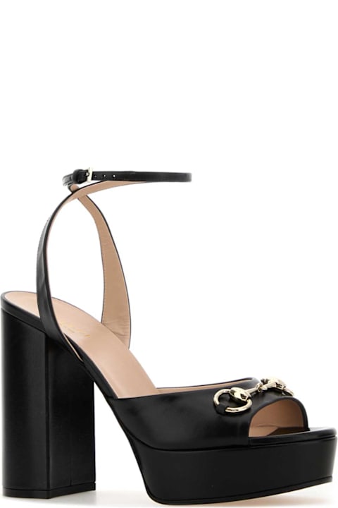 Gucci Black Leather Sandals