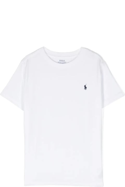 Ralph Lauren T-Shirts & Polo Shirts for Boys Ralph Lauren White T-shirt With Navy Blue Pony