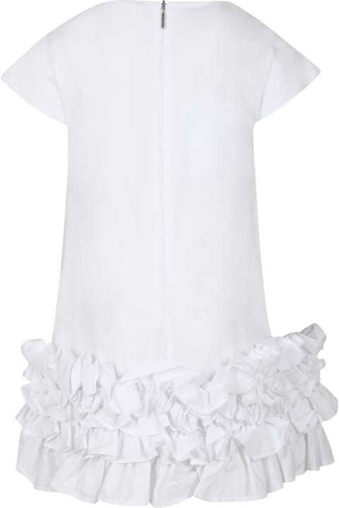 ガールズ MSGMのワンピース＆ドレス MSGM White Dress For Girl With Logo