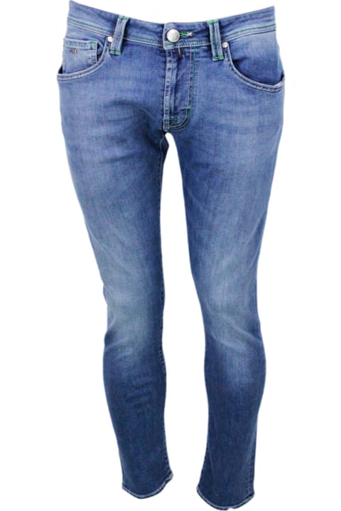 Sartoria Tramarossa Jeans for Men Sartoria Tramarossa Leonardo Zip Montecarlo Trousers In 5-pocket Super Stretch Selvedge Denim With Tone-on-tone Tailored Stitching And Leather Tag And Zip Closure