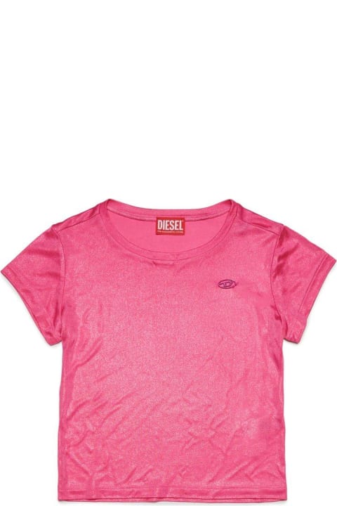 Diesel T-Shirts & Polo Shirts for Girls Diesel Tled Logo Plaque T-shirt