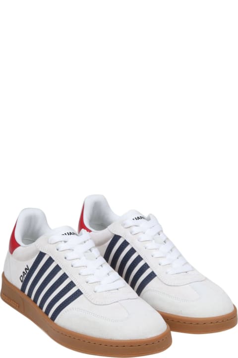メンズ Dsquared2のスニーカー Dsquared2 Boxer Sneakers In White/blue Suede Leather