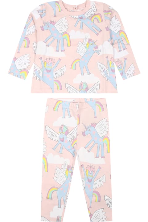Bottoms for Baby Boys Stella McCartney Kids Pink Suit For Baby Girl With Unicorn