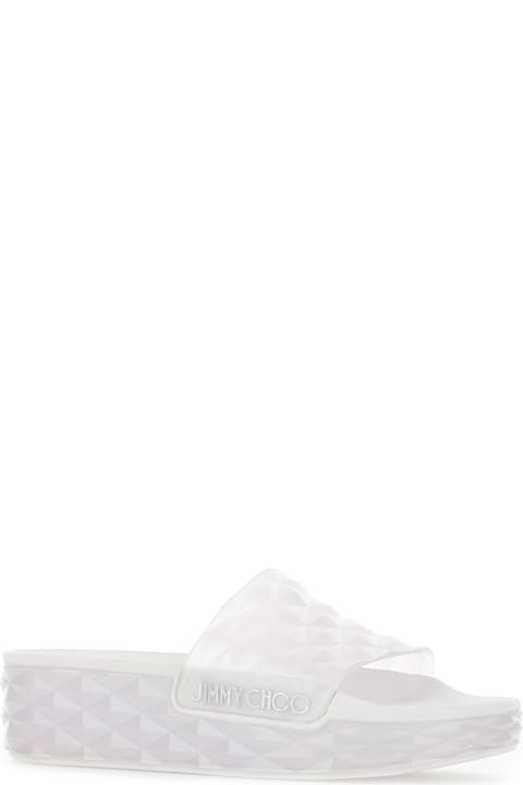 Jimmy Choo Shoes for Women Jimmy Choo White Rubber Diamond Slide/f Slippers