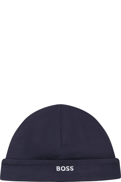 Fashion for Kids Hugo Boss Blue Hat For Baby Boy With Logo