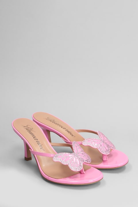 ウィメンズ Blumarineのサンダル Blumarine Butterfly Slipper-mule In Rose-pink Patent Leather