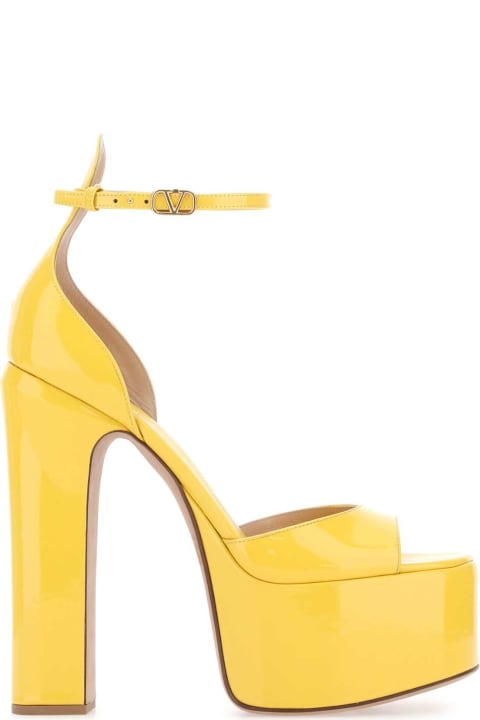 Shoes for Women Valentino Garavani Yellow Leather Tan-go Sandals