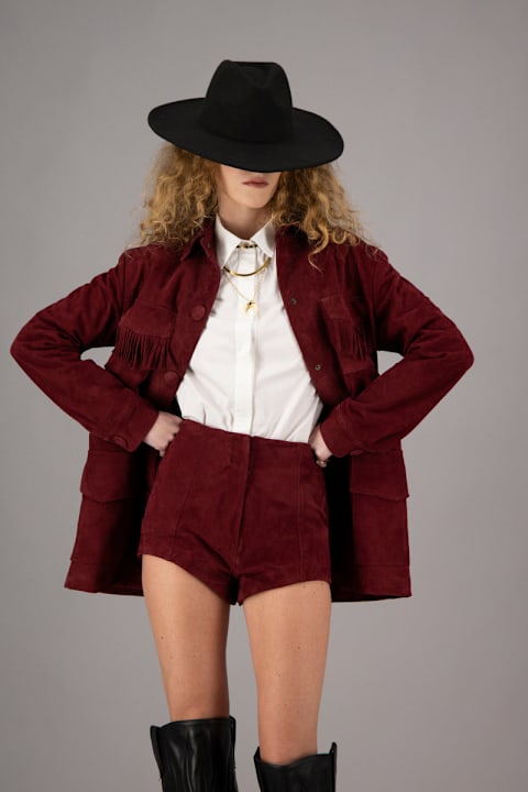 Amotea Clothing for Women Amotea Donna In Burgundy Suede