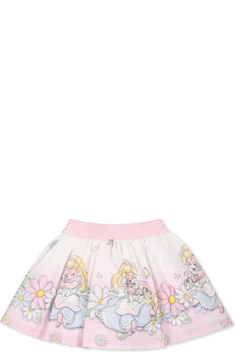 Homeware Monnalisa Pink Skirt For Baby Girl With Alice In Wonderland Print