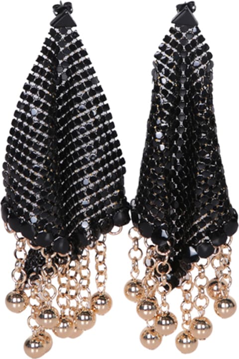 Paco Rabanne for Women Paco Rabanne Pixel Mesh Earrings In Black And Gold
