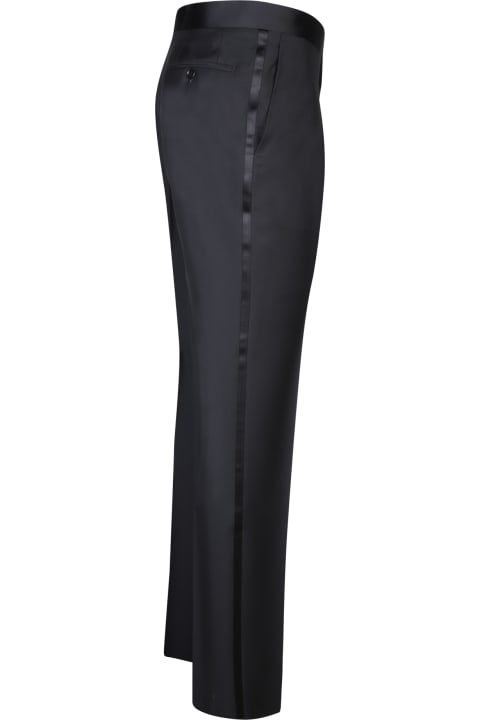 Canali for Women Canali Canali Black Mohair Satin-stripe Trousers