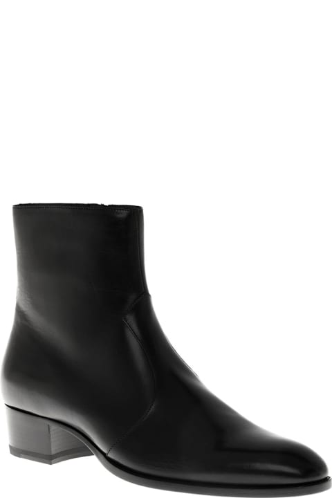 Wyatt Black Leather Ankle Boots