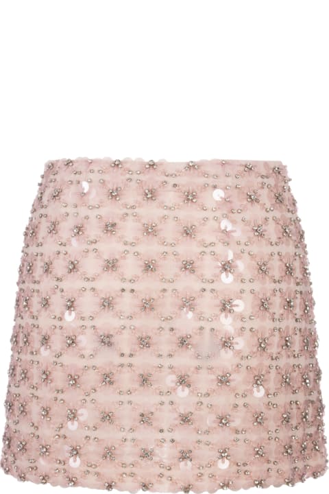 Parosh Skirts for Women Parosh Light Pink Full Sequins Ginny Mini Skirt