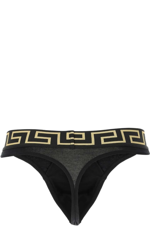 Versace Underwear for Men Versace Black Stretch Cotton Thong
