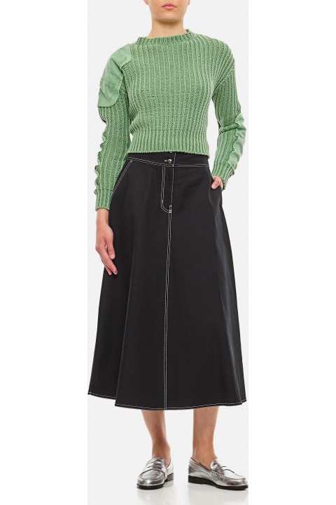 Skirts for Women Max Mara Yamato Linen And Cotton Midi Skirt