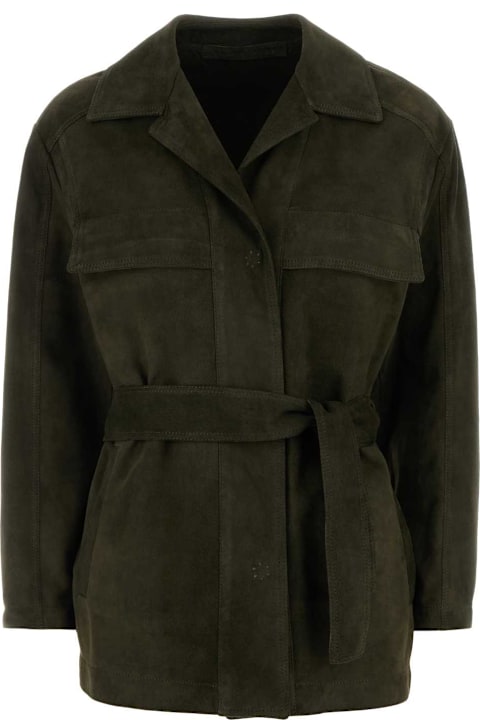 Salvatore Santoro for Men Salvatore Santoro Bottle Green Suede Jacket