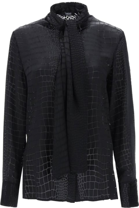 Versace Clothing for Women Versace 'croco' Black Silk Blend Shirt