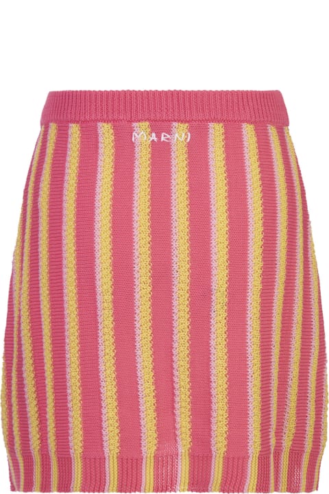 Marni for Women Marni Pink, Yellow And White Striped Knitted Mini Skirt