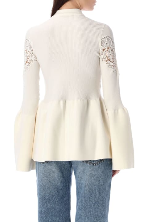 Chloé Sweaters for Women Chloé Lwer-impact Wool Lace Inserts Jumper