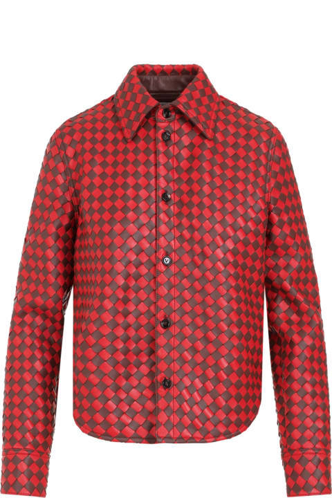 Homeware Bottega Veneta Bicolor Intrecciato Leather Shirt