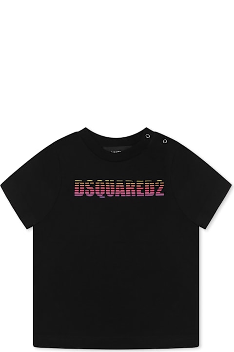 Dsquared2 Topwear for Baby Boys Dsquared2 Black T-shirt For Baby Boy With Logo