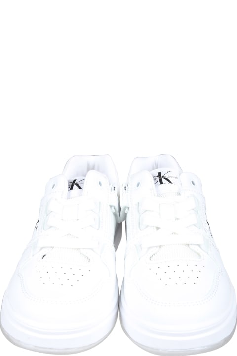 Shoes for Boys Calvin Klein White Sneakers For Kids With Logo