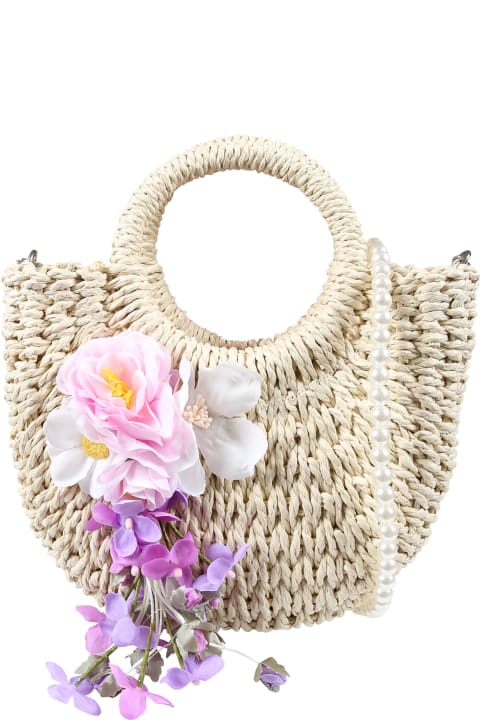 Accessories & Gifts for Girls Monnalisa Beige Bag For Girl With Bouquet