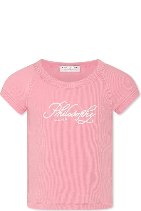 Philosophy di Lorenzo Serafini Kids for Girls Philosophy di Lorenzo Serafini Kids Pink T-shirt For Girl With Logo