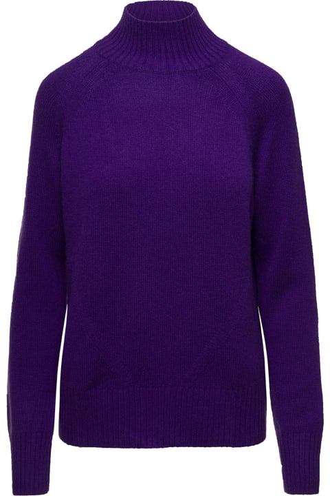 Allude Clothing for Women Allude Violet Mockneck Sweater With Ribbed Trim In Cashmere Woman