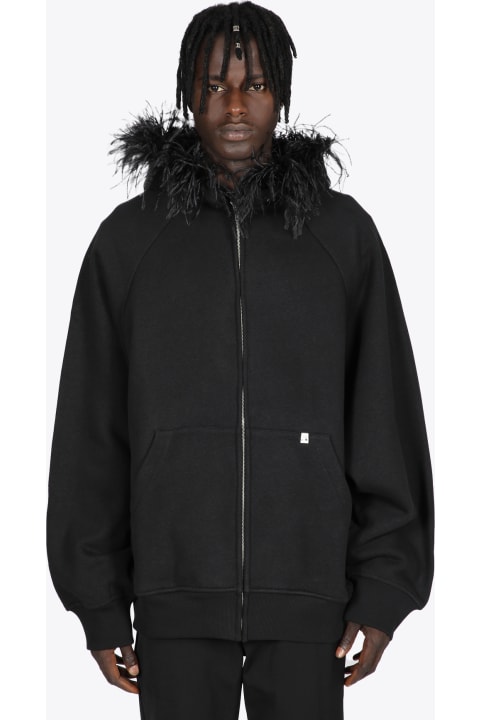 Oversized Feathered Hoodie Black oversized hoodie with ostrich feathers - Oversized feathered hoodie