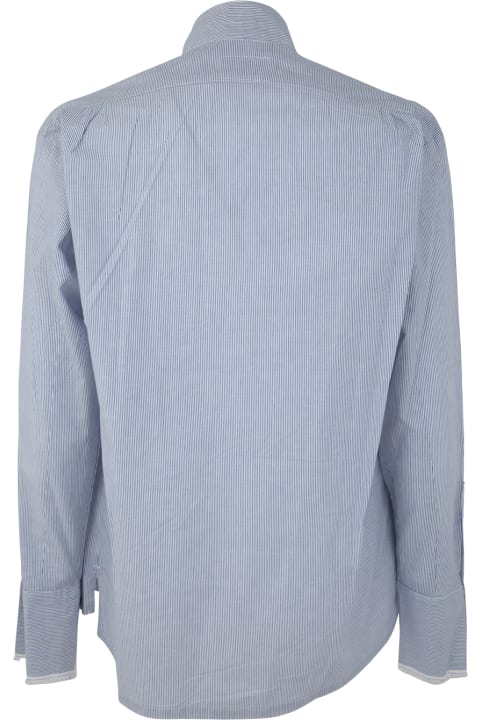 メンズ Greg Laurenのシャツ Greg Lauren Blue Striped Winged Gl1 Shirt