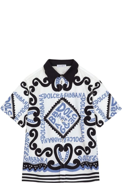 Dolce & Gabbanaのボーイズ Dolce & Gabbana Poplin Shirt With Marina Print