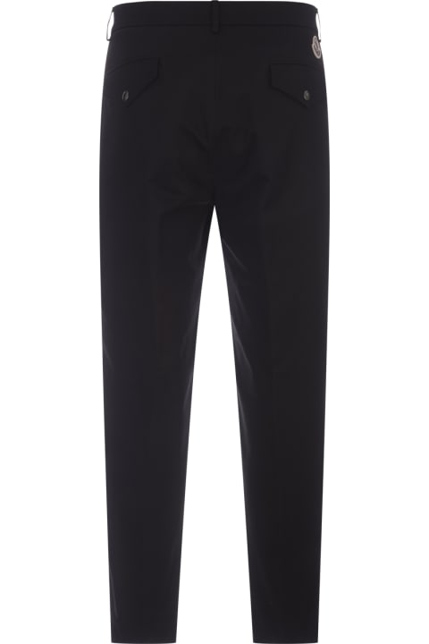 Pants for Men Moncler Black Cotton Poplin Trousers