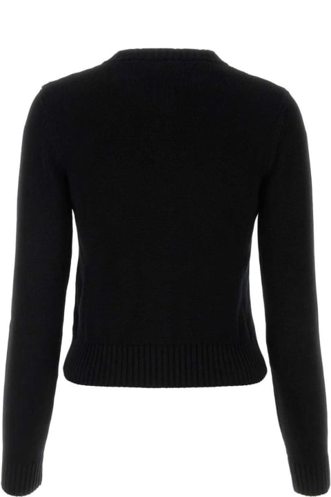 Palm Angels Sweaters for Women Palm Angels Black Cotton Cardigan