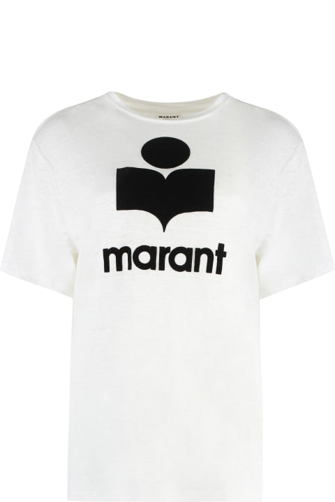Marant Étoile Topwear for Women Marant Étoile Zewel Logo Print Linen T-shirt