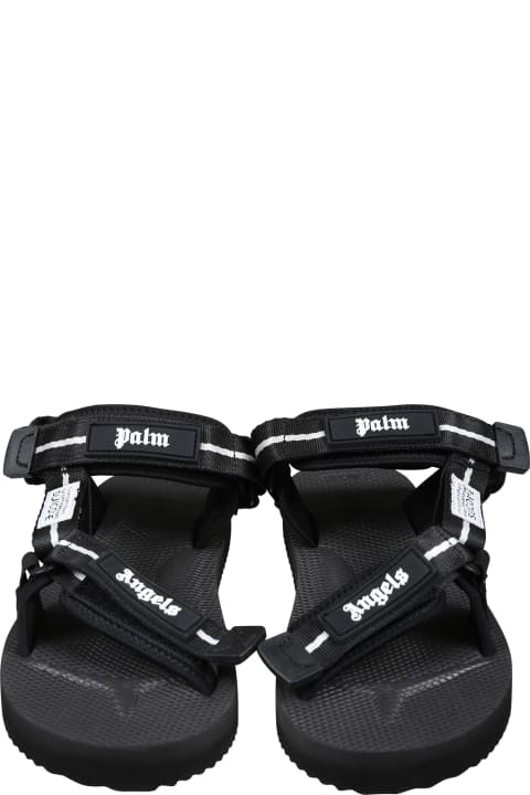 Palm Angels Shoes for Boys Palm Angels Black Sandals For Kids With Logo