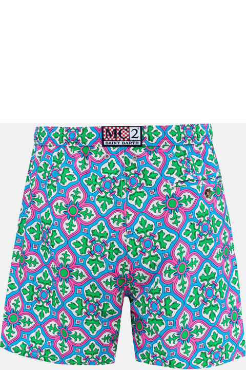 Homeware MC2 Saint Barth Man Lightweight Fabric Swim-shorts Lighting 70 With Majolica Print