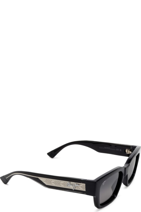 Maui Jim Eyewear for Men Maui Jim Mj642 Shiny Black W/trans Light Grey Sunglasses