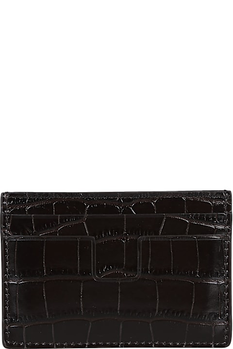 Tom Ford لـ Men Tom Ford Crocodile Embossed Credit Card Holder