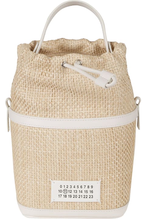 ウィメンズ新着アイテム Maison Margiela Logo Patched Woven Bucket Bag
