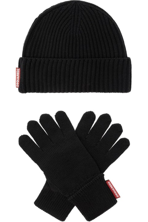Dsquared2 Gloves for Men Dsquared2 Logo Patch Beanie & Gloves