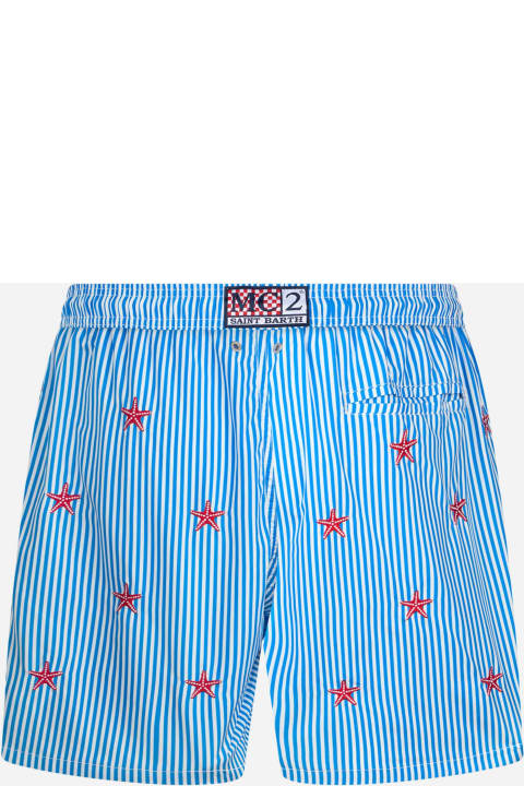 Homeware MC2 Saint Barth Man Lightweight Fabric Swim-shorts Lighting With Seastars Embroidery