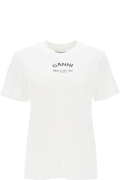 ウィメンズ Ganniのトップス Ganni T-shirt With Logo Print